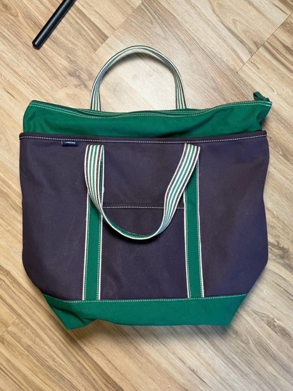 Vintage Lands’ End Zip Top Canvas Tote Bag